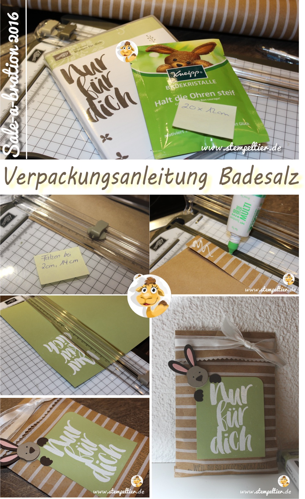 verpackung anleitung tutorial how to badesalz stampin up SAB saleabration gratis stempeltier maße geschenk kpl