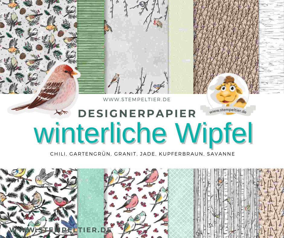 Designerpapier wintervögel stampinup 2024 winterliche Wipfel