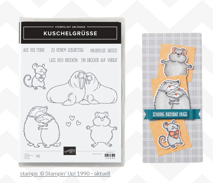 stampinup kuschelgrüsse dachs quokka hamster umarmung