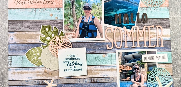 Tag 4 | Sommer Sonne Stempeltier | Scrapbook Seite Urlaub