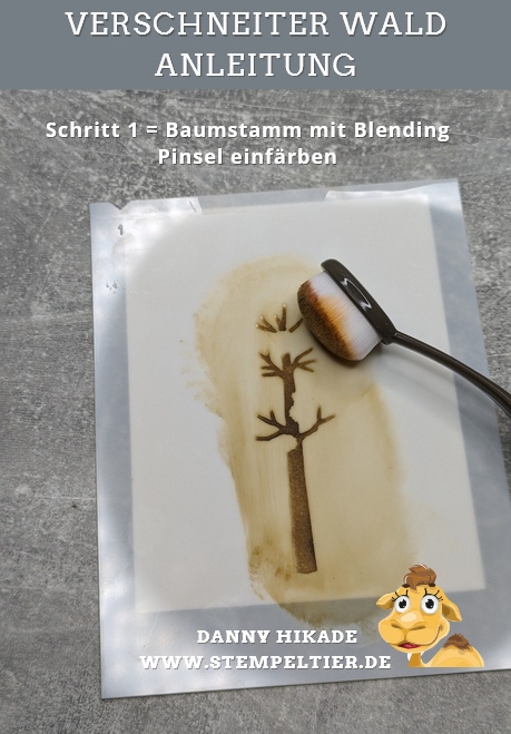 stampinup verschneiter wald online juli 2024 danny stempeltier blending pinsel schablone