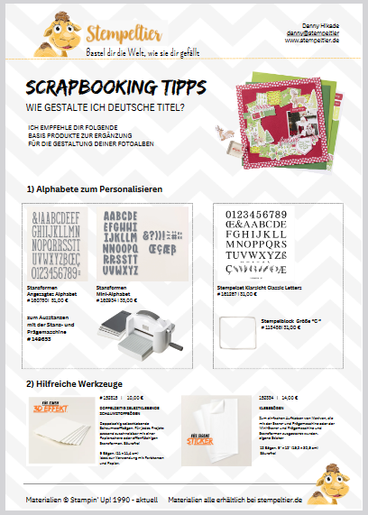 scrapbooking stampin up fotoalben erinnerungen tipps titel deutsch