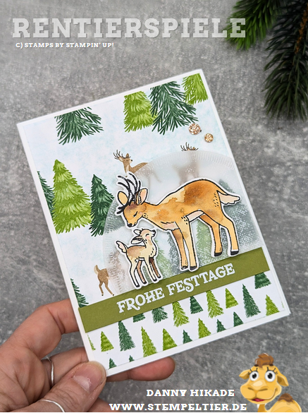 stampin up rentierspiele aquarell rentier reindeer watercolor stempeltier weihnachtskarte 2024