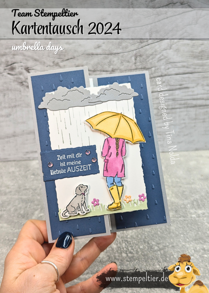 Stampin up Kartenswap team stempeltier winter 2024 hochzeitsklassiker umbrella days tina