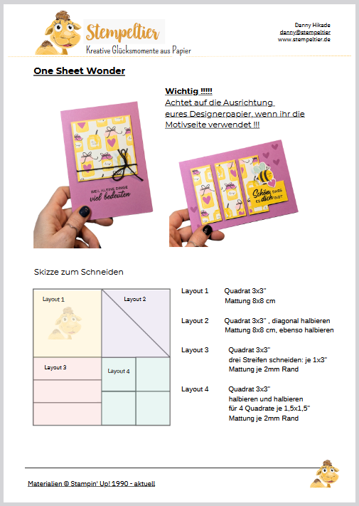 one sheet wonder 6x6 anleitung stempeltier tutorial